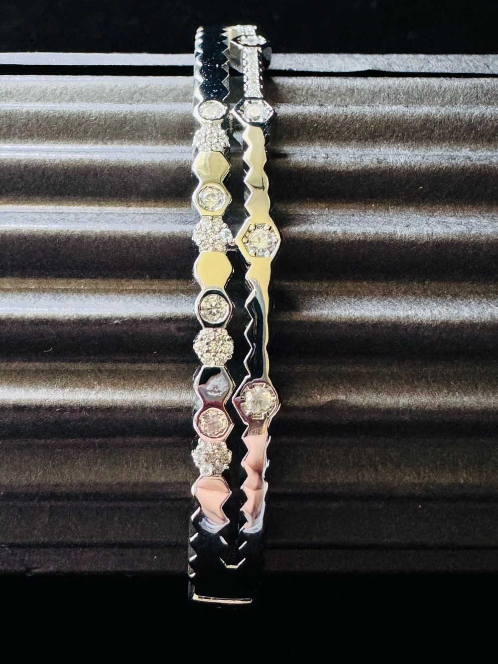Brand New Silver Crystal Hexagon Link Bracelet